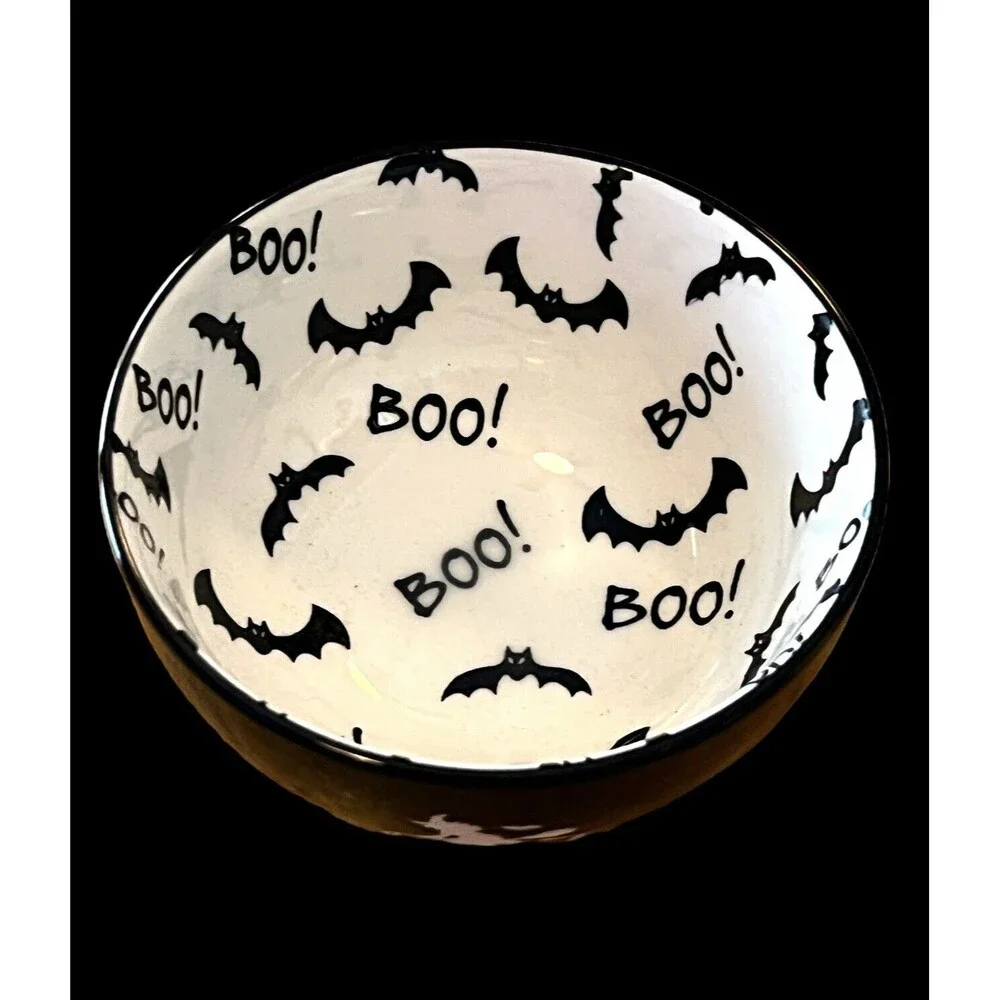 TRICK OR TREAT Flying Witch Mini Bowls W Flying Bats & BOO Inside (2) Halloween